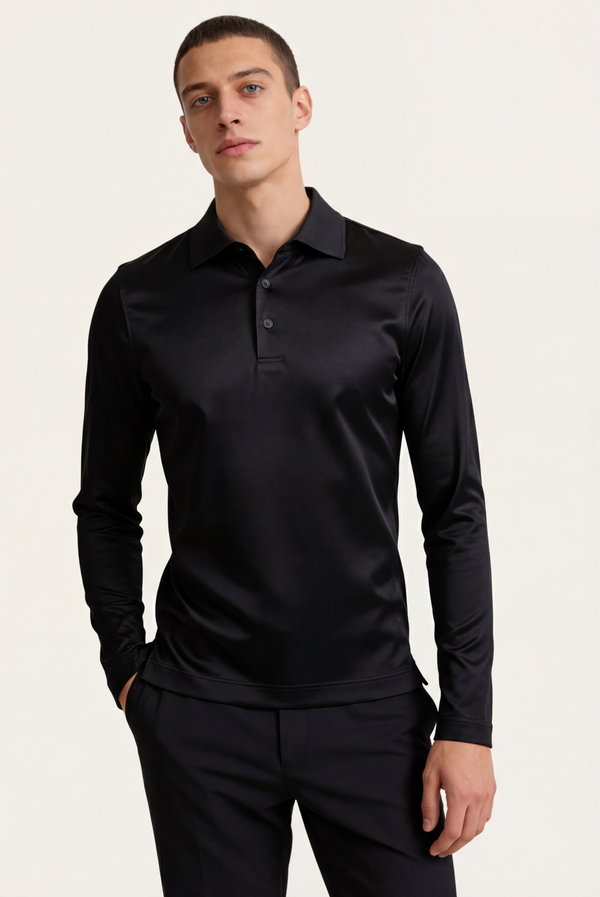 Black Imperial Long Sleeve Polo