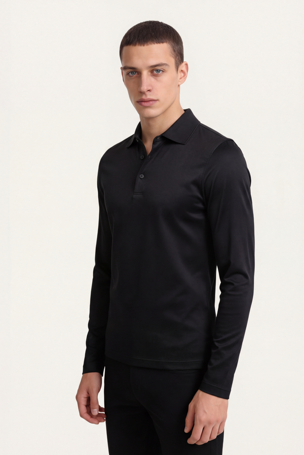 Black Imperial Long Sleeve Polo