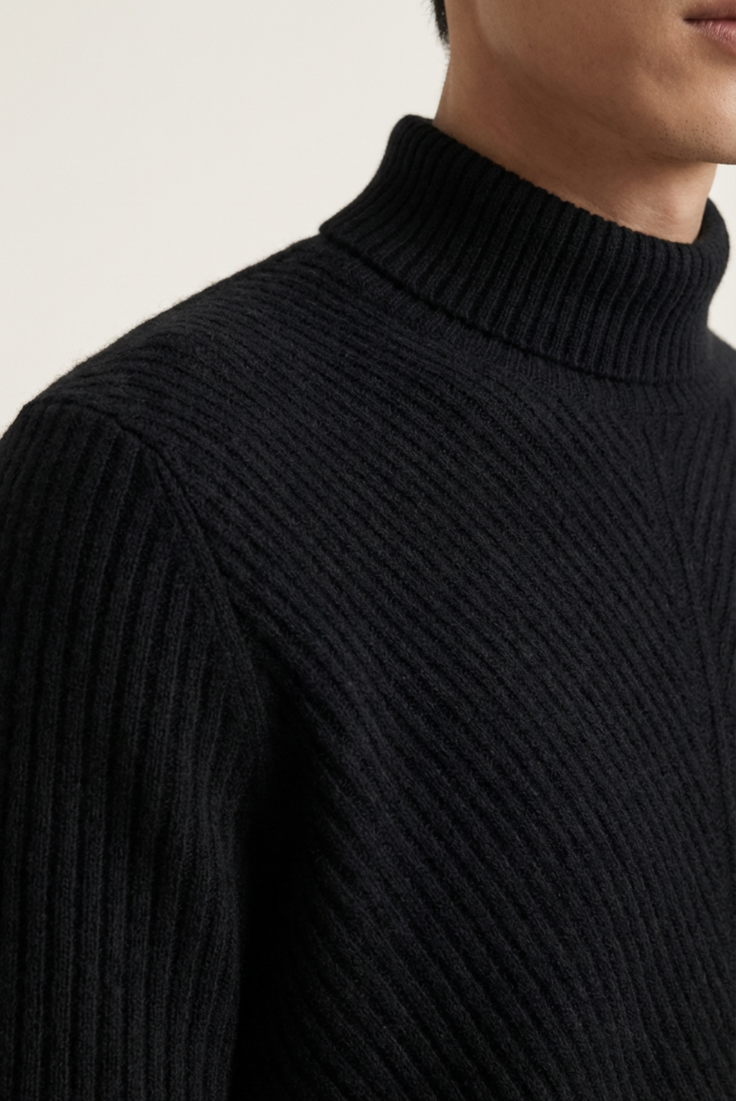 Black Ribbed Cashmere Sweater