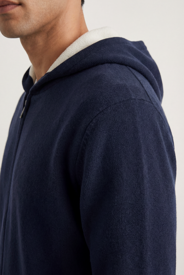 Navy Blue Cashmere Drape Cardigan