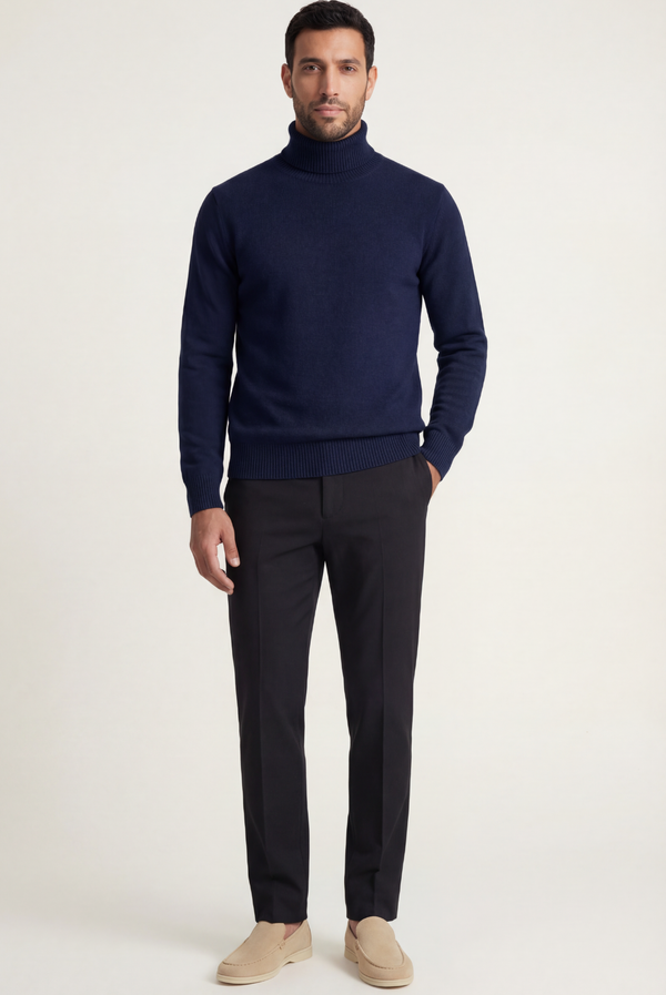Navy Blue Cashmere Turtleneck