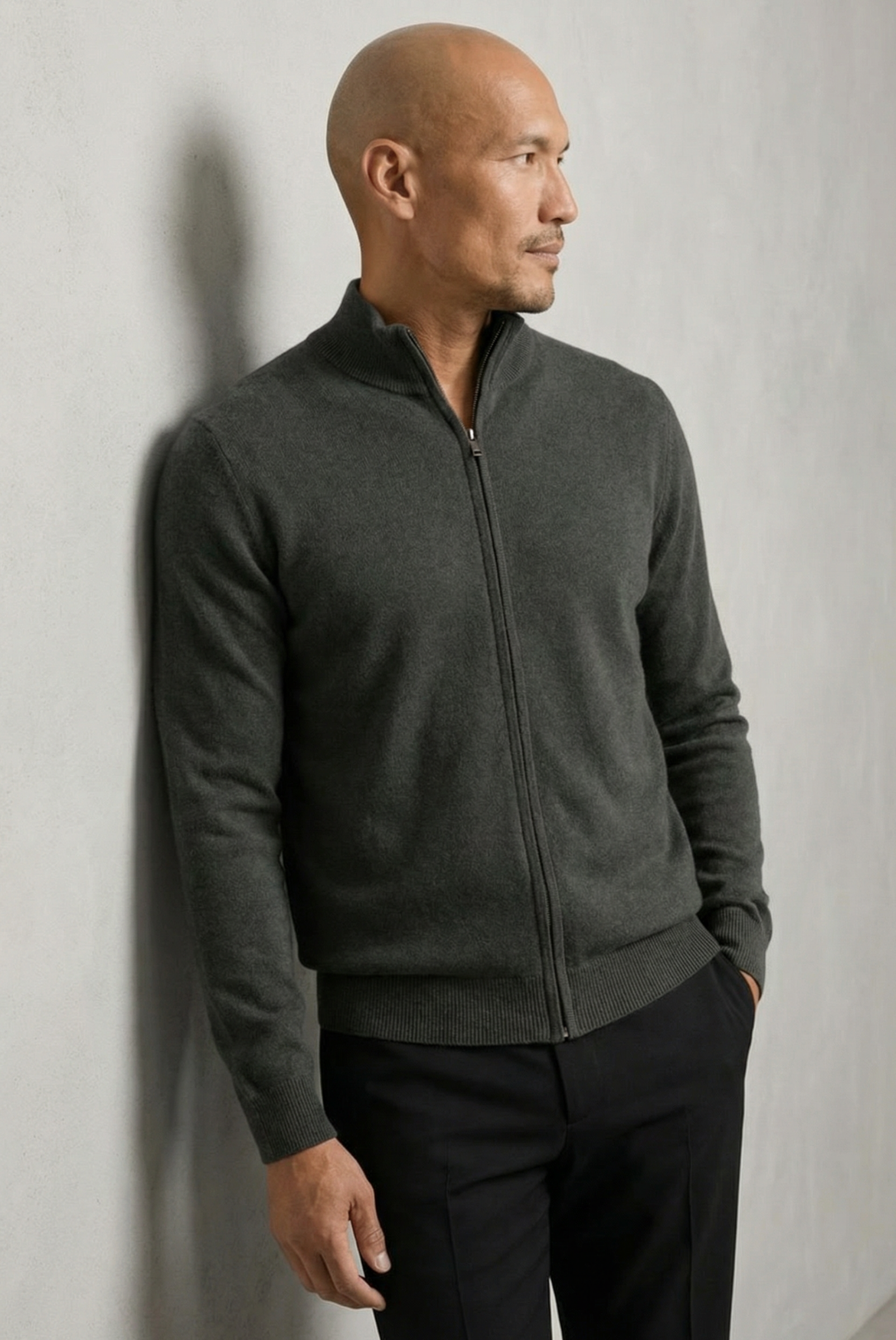 Cardigan de Cashmere Reversível Cinza