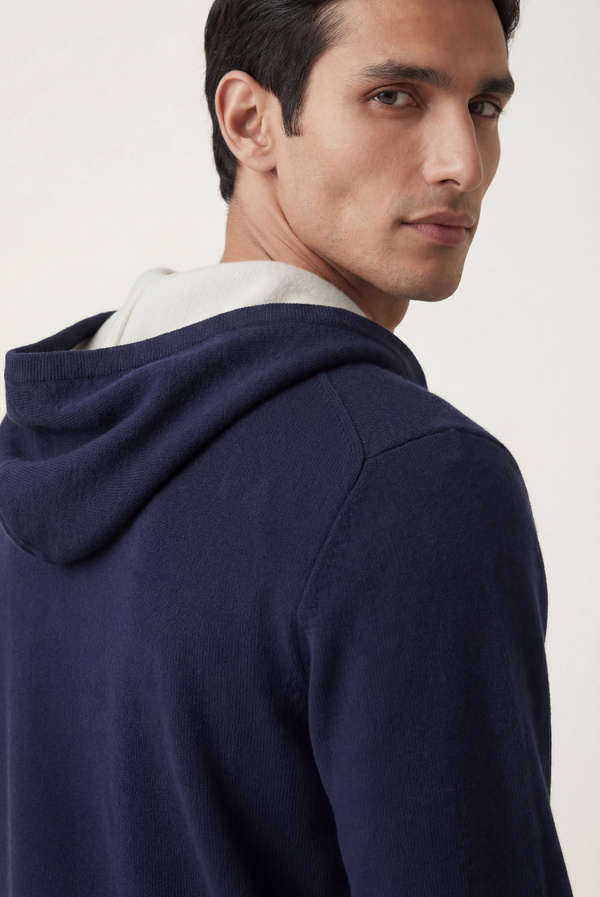 Navy Blue Cashmere Drape Cardigan