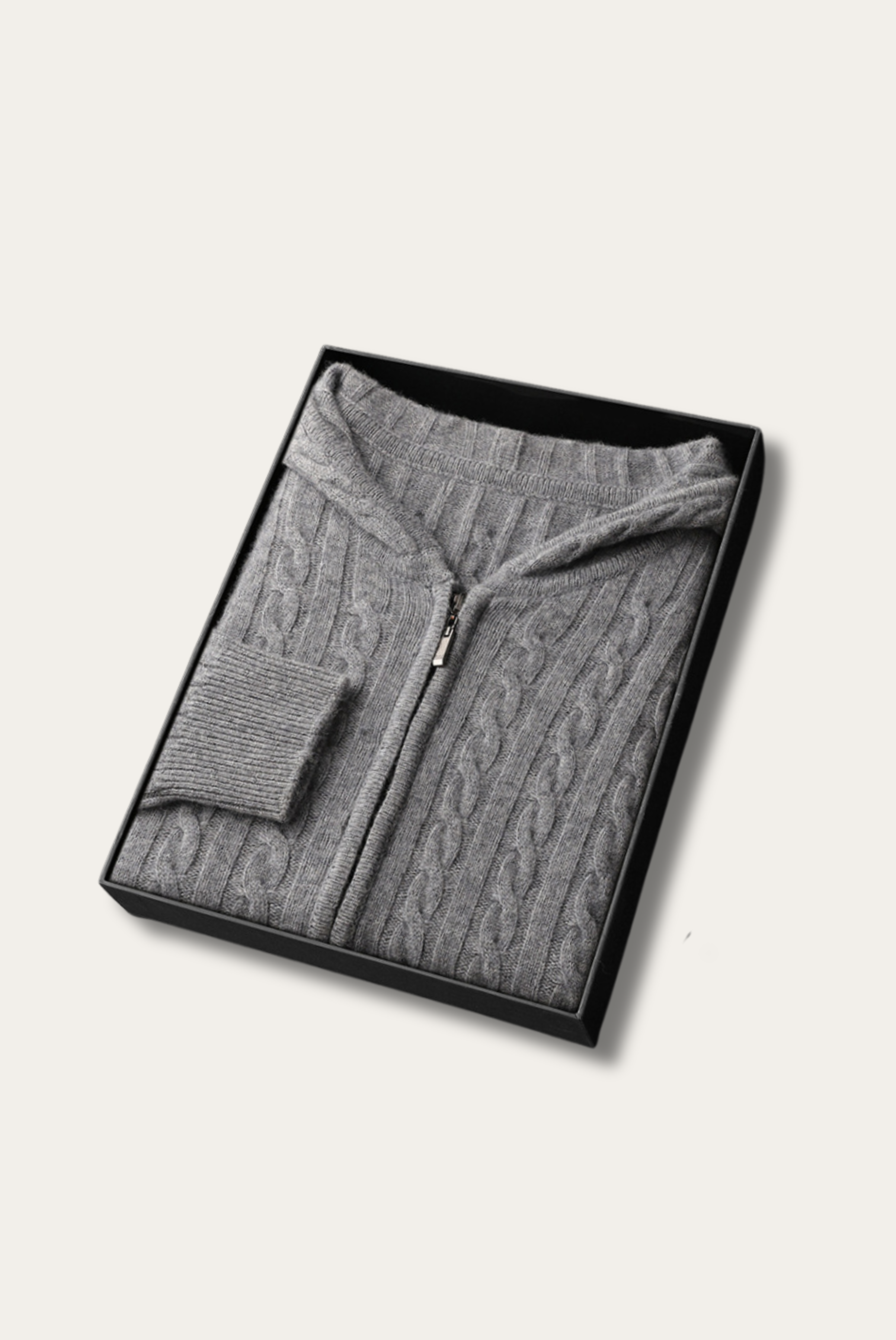 Grey Cashmere Zip-Up Jacket