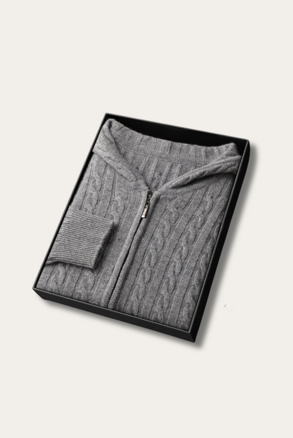 Grey Cashmere Zip-Up Jacket
