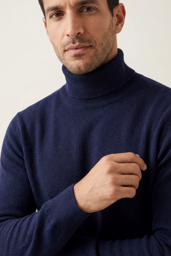 Navy Blue Cashmere Turtleneck