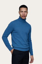Suéter de Gola Alta em Cashmere Azul Céu