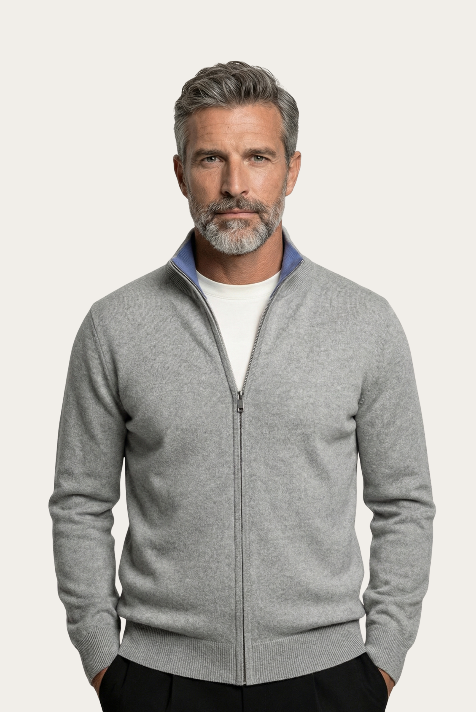 Light Grey Inside-Out Cashmere Cardigan