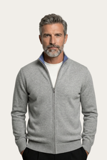 Cardigan de Cashmere Reversível Cinza Claro