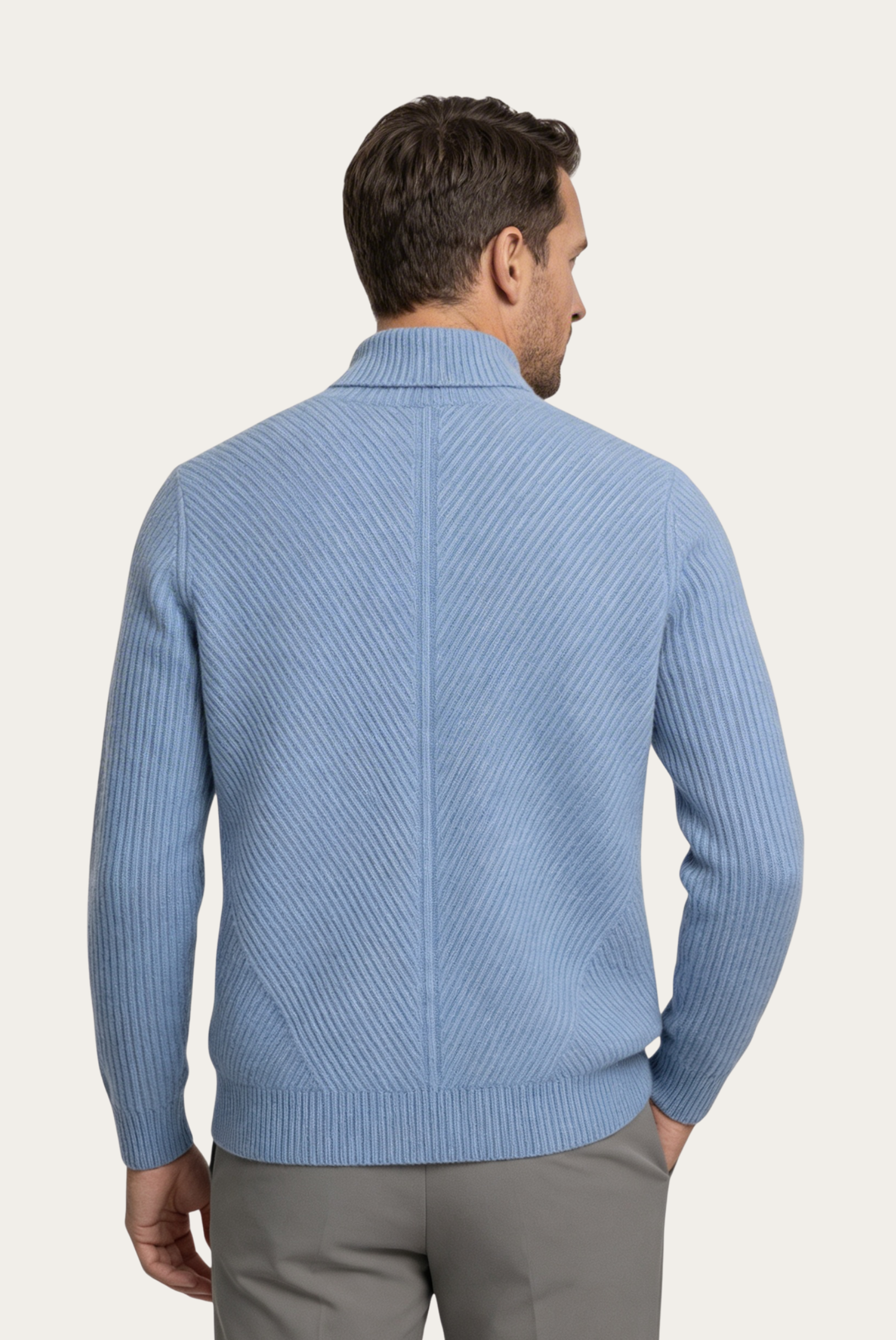 Pull en cachemire côtelé Bleu