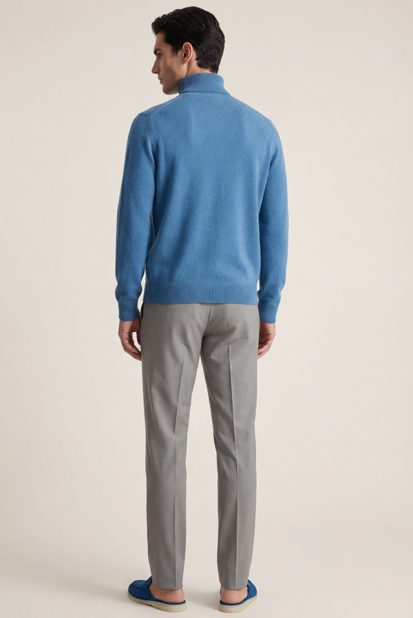 Sky Blue Cashmere Turtleneck