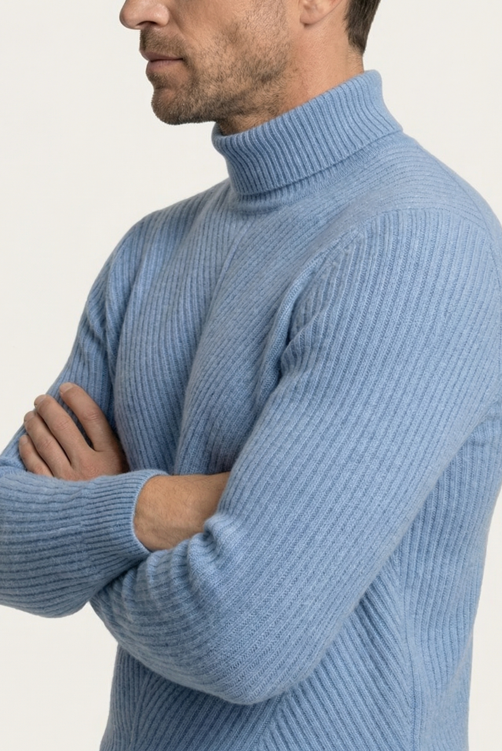 Pull en cachemire côtelé Bleu