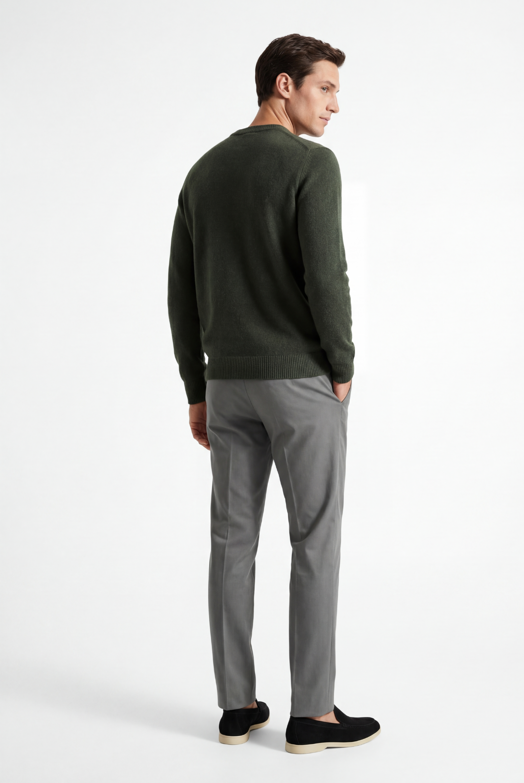 Army Green Cashmere Crewneck