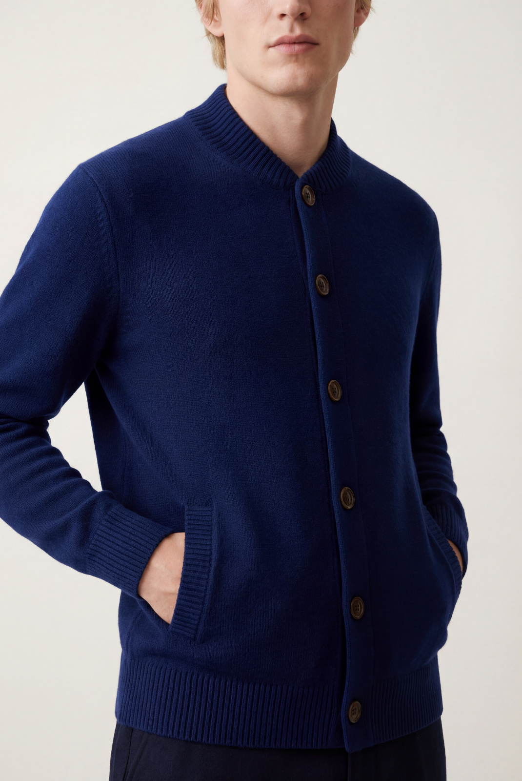Navy Blue Cashmere Cardigan