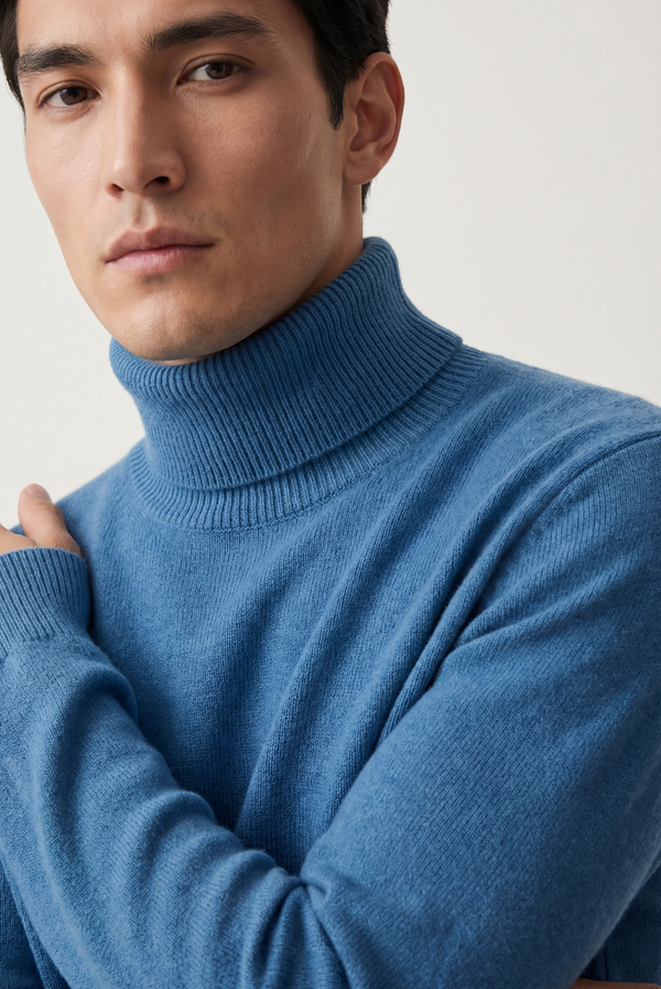 Sky Blue Cashmere Turtleneck