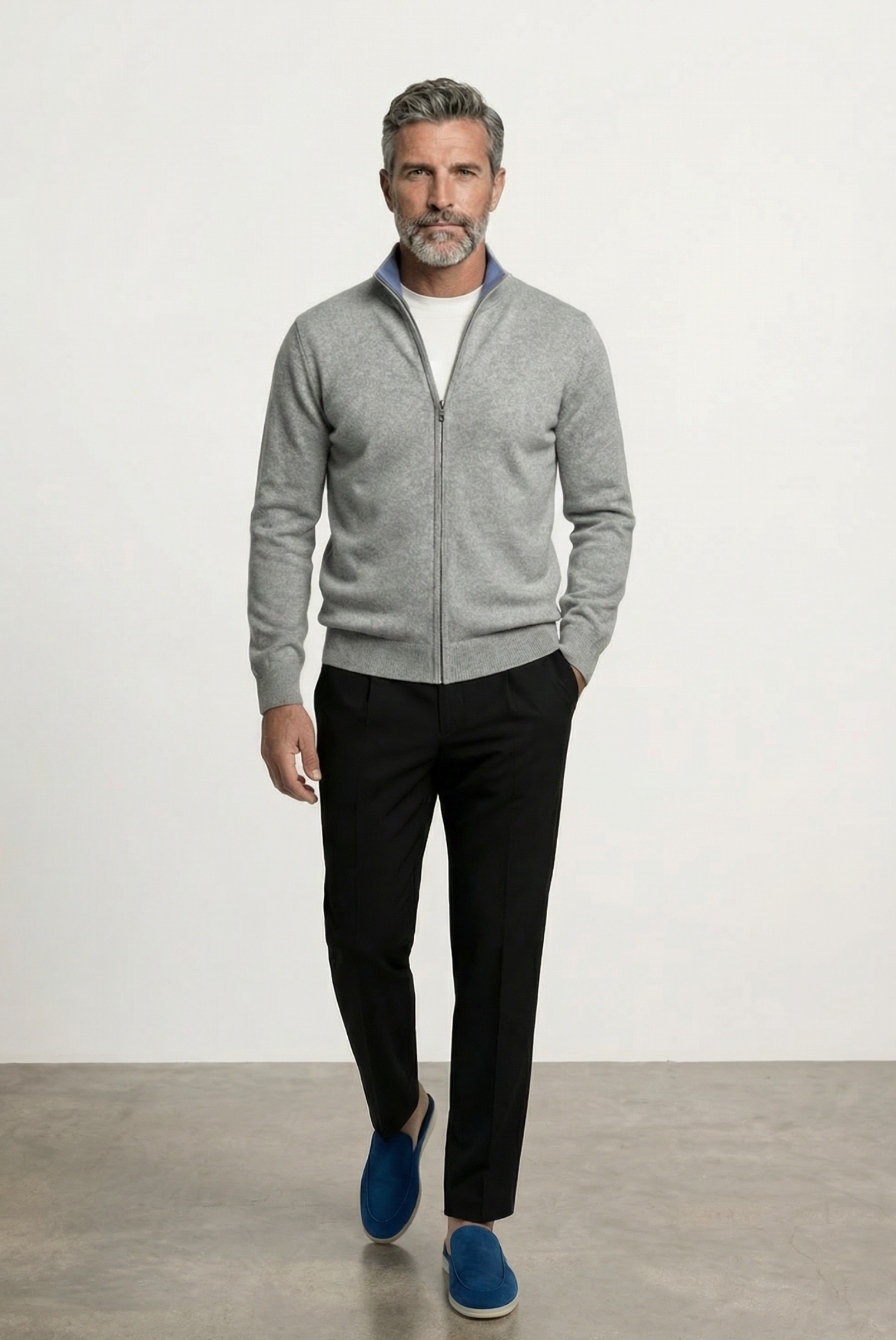 Cardigan Inside-Out en cachemire Gris Clair