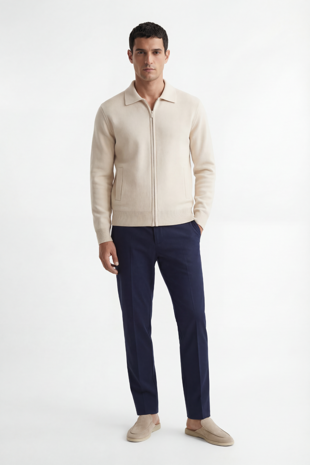 Dark Blue Elastic Pantalon