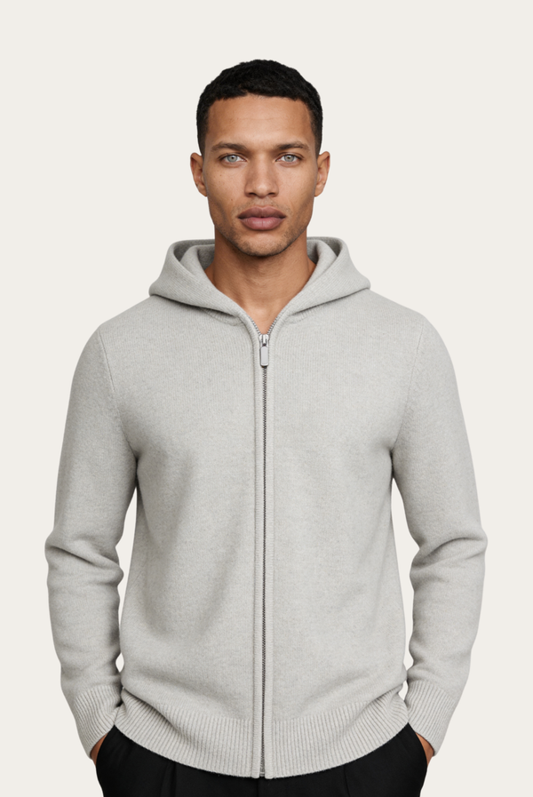 Sudadera con Cierre de Casimir Premium Gris Claro
