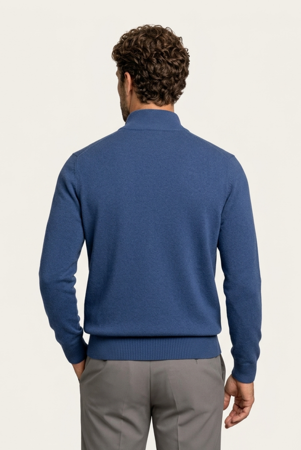 Cardigan de Cashmere Reversível Azul Marinho