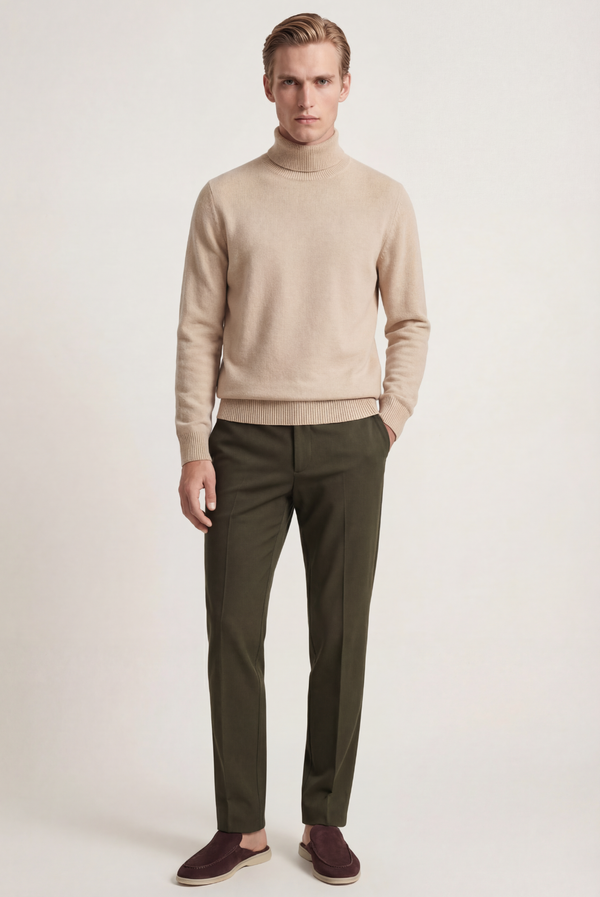 Beige Cashmere Turtleneck