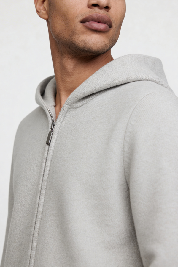 Sudadera con Cierre de Casimir Premium Gris Claro