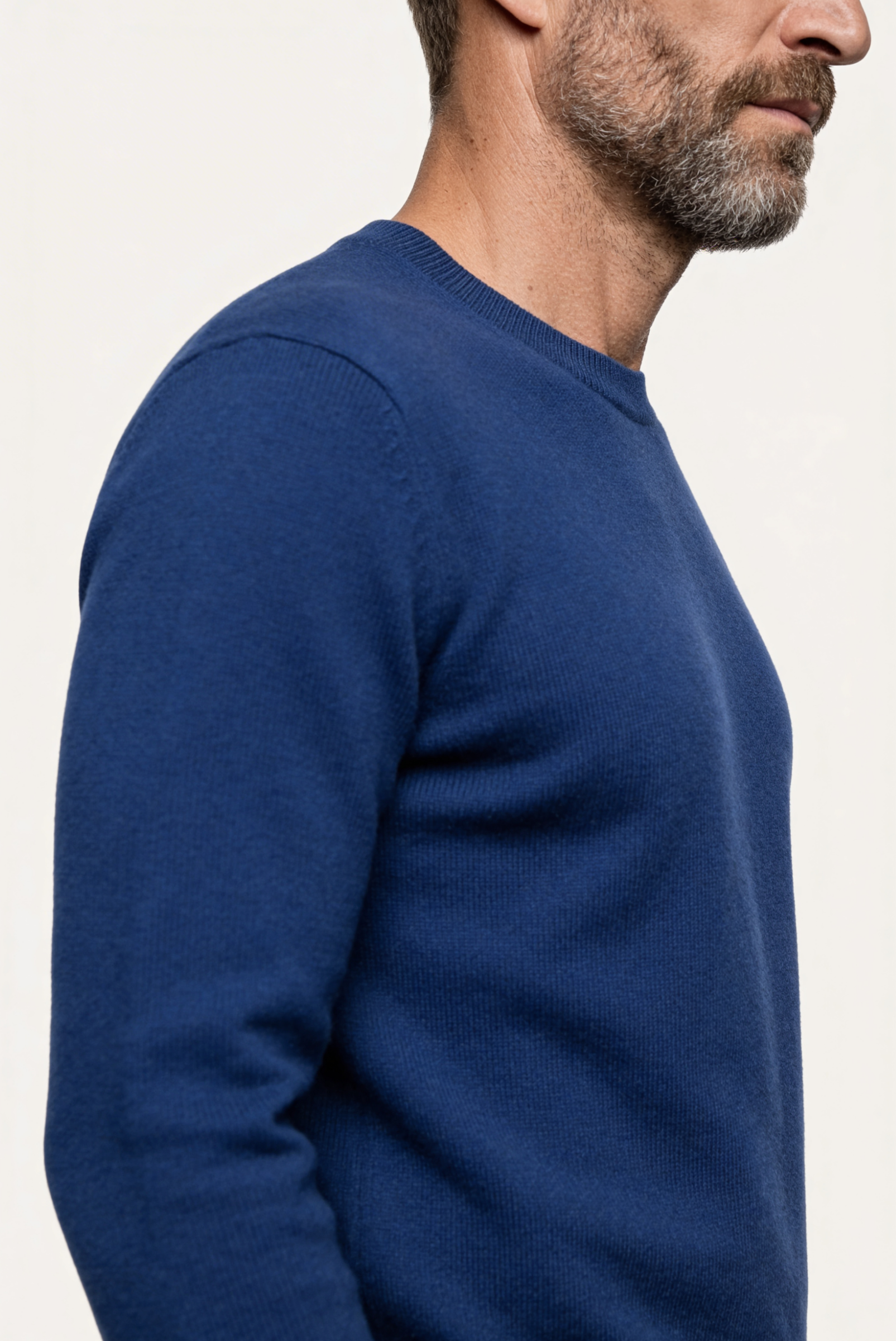 Blauer  Kaschmir-Pullover mit Rundhalsausschnitt 