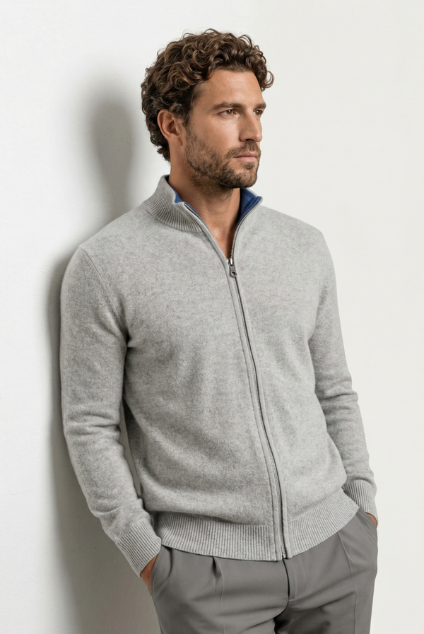 Cardigan de Cashmere Reversível Azul Marinho