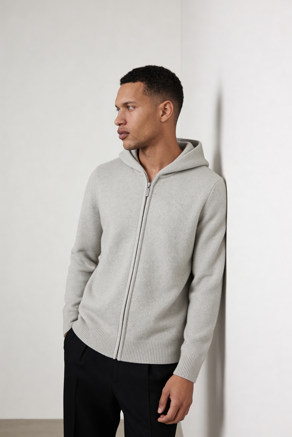 Sudadera con Cierre de Casimir Premium Gris Claro