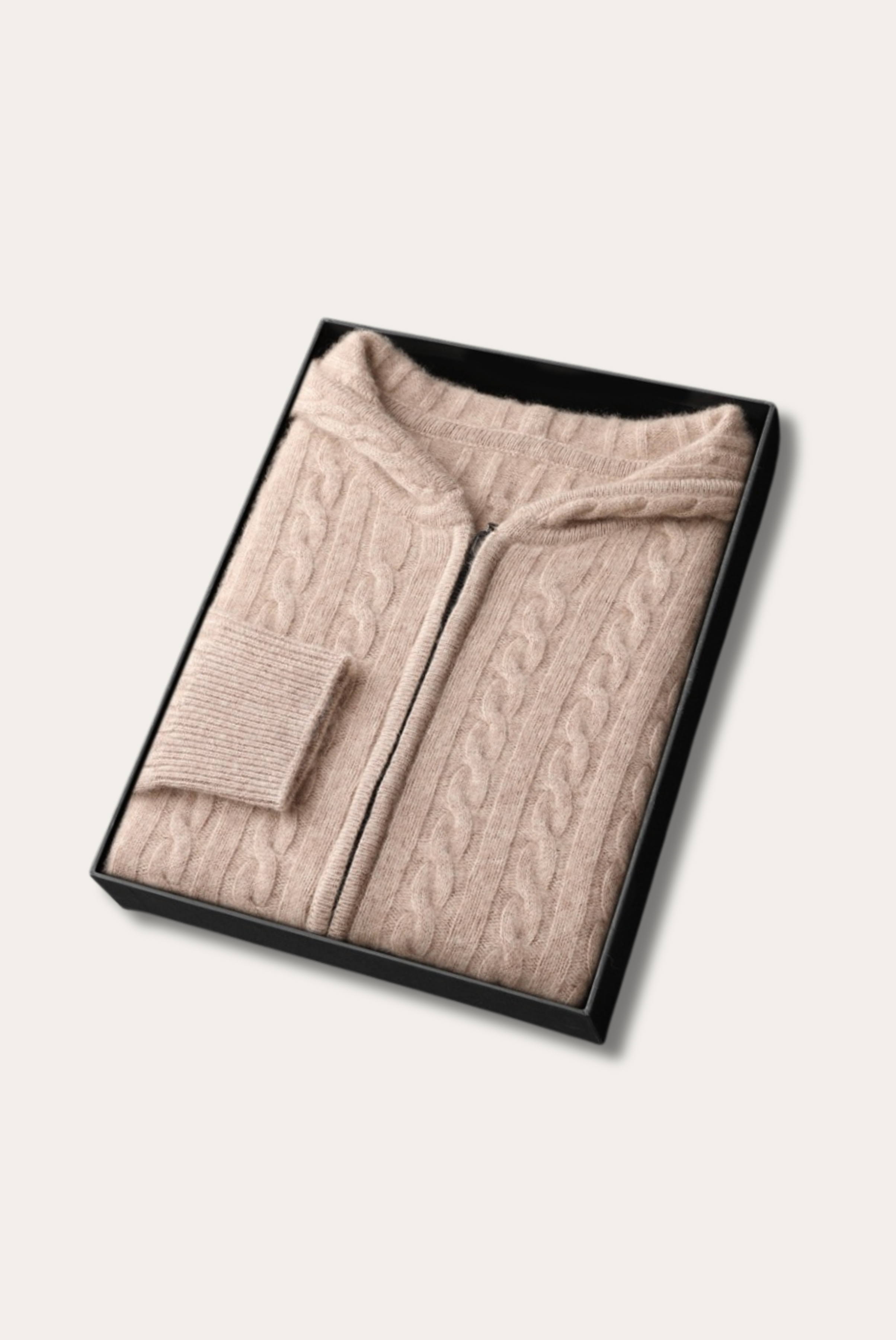 Beige Cashmere Zip-Up Jacket