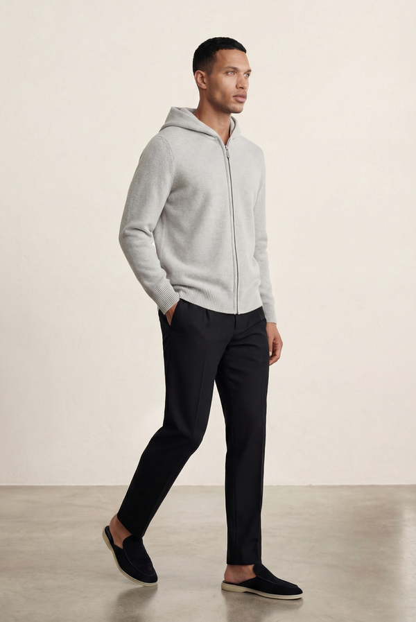 Sudadera con Cierre de Casimir Premium Gris Claro