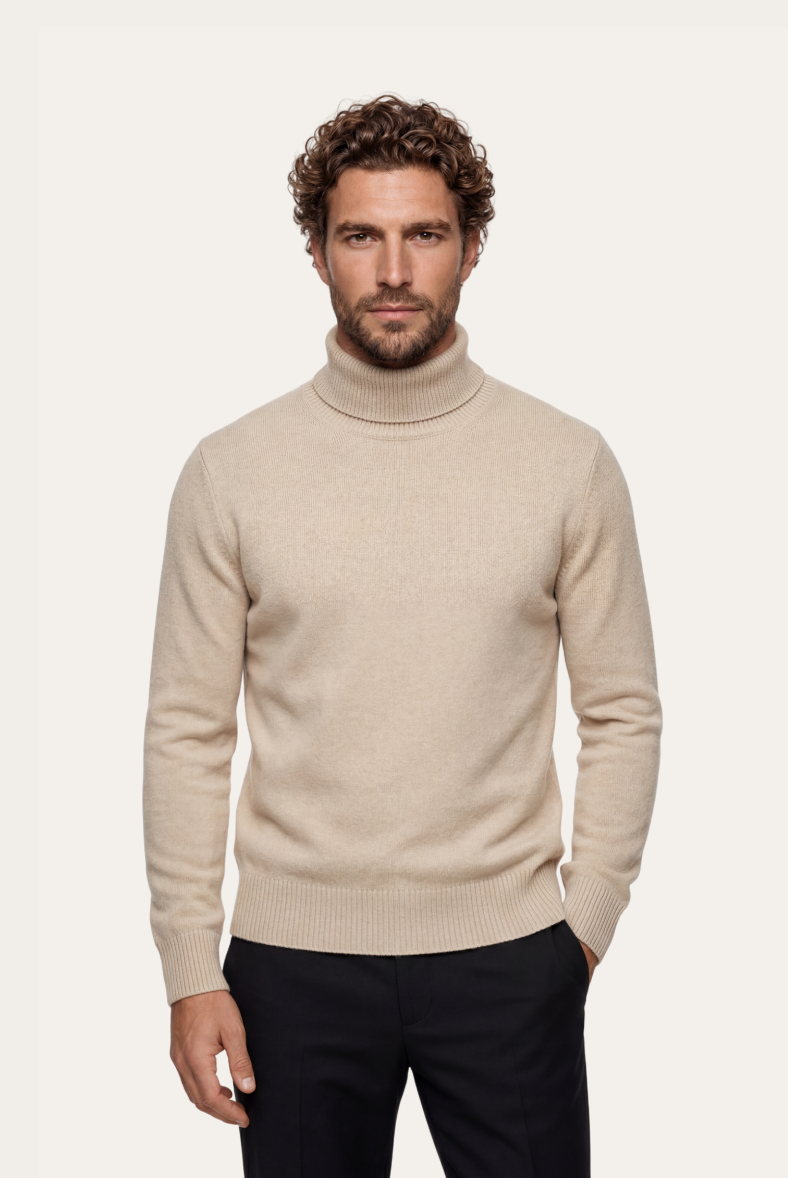Beige Cashmere Turtleneck