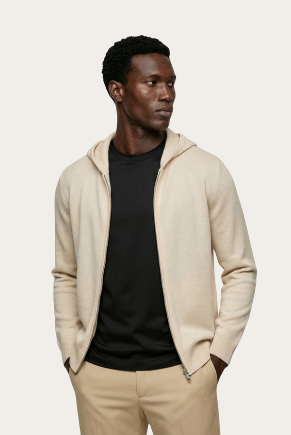 Sudadera con Cierre de Casimir Premium Blanco Crema