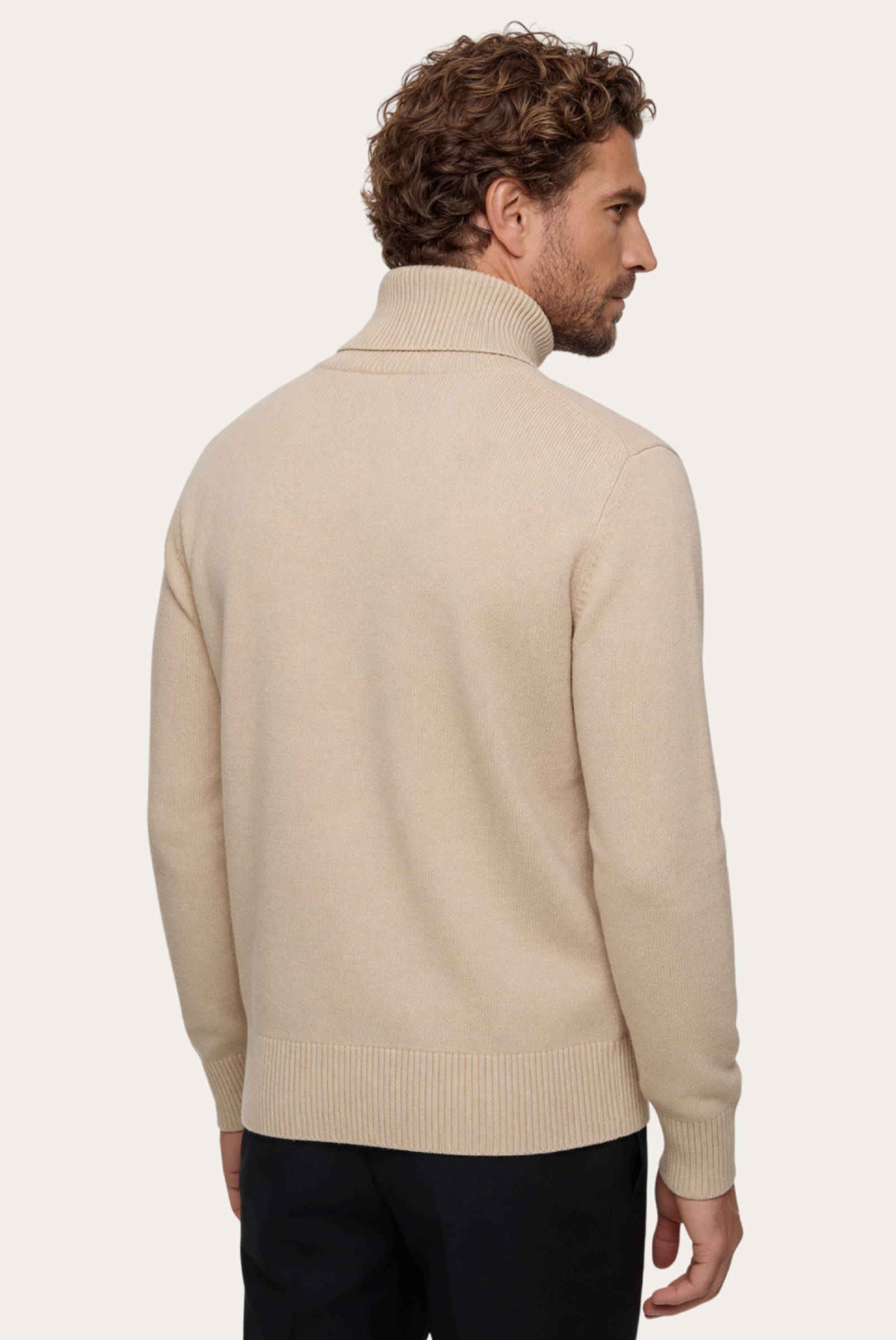 Col roulé en cachemire Beige