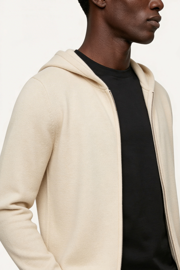 Sudadera con Cierre de Casimir Premium Blanco Crema