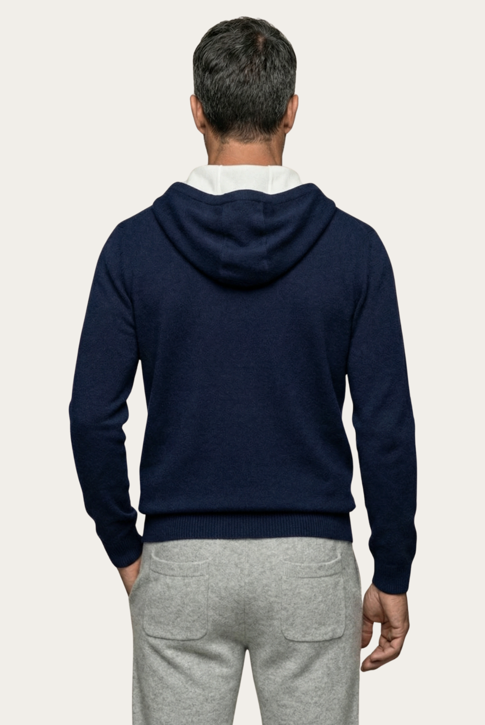 Navy Blue Cashmere Drape Cardigan