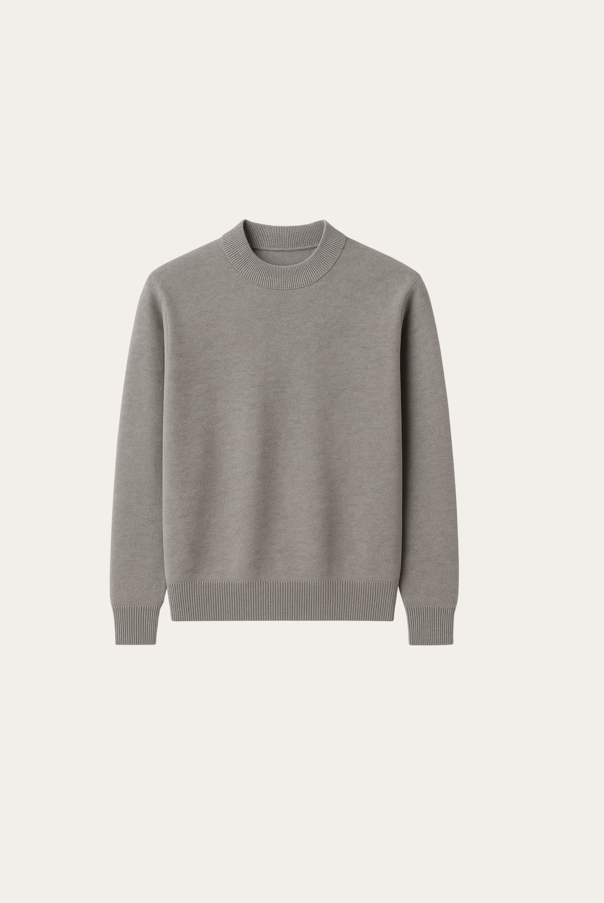 سترة صوف رمادية بياقة دائرية