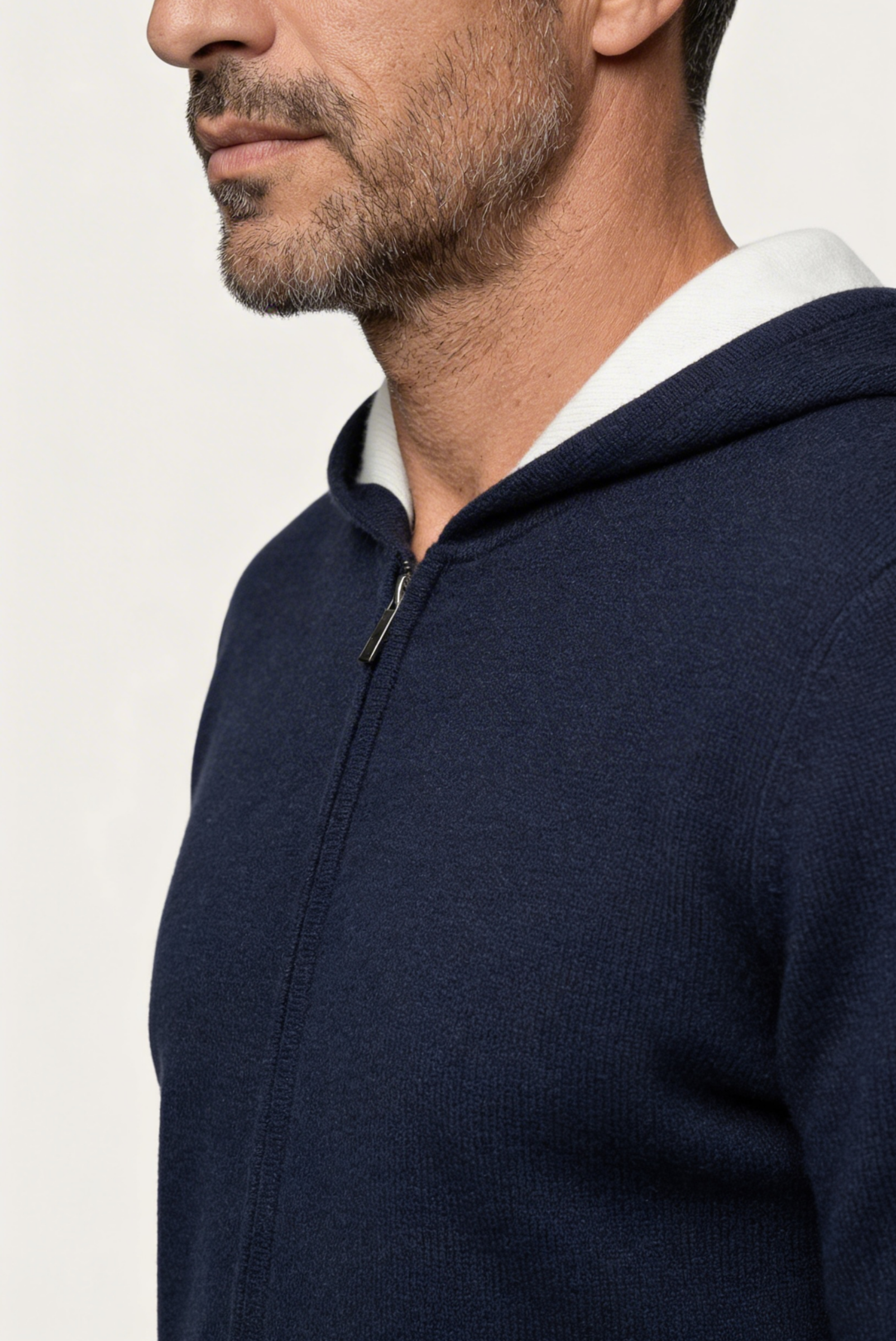Navy Blue Cashmere Drape Cardigan