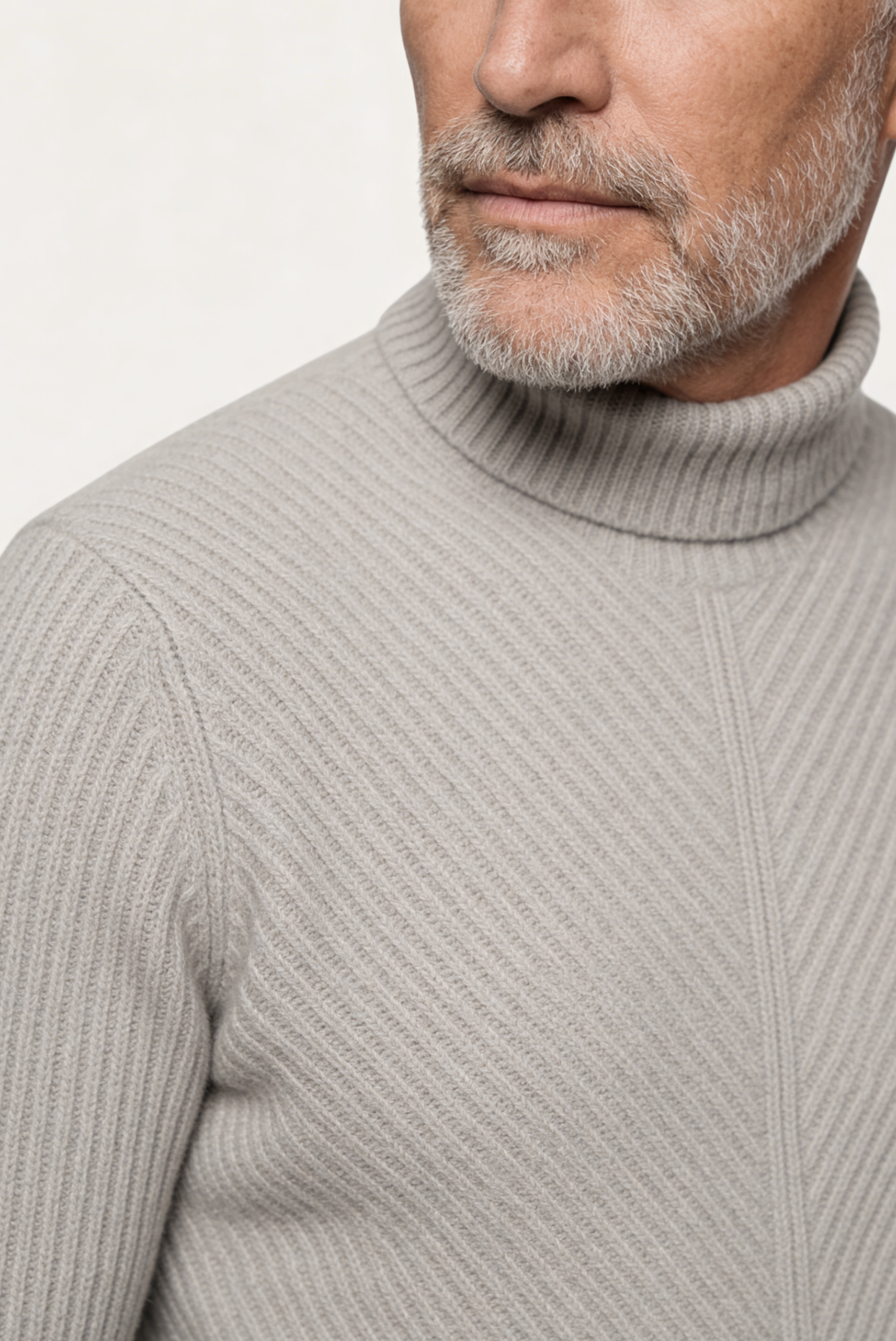 Grey Ribbed Cashmere Sweater