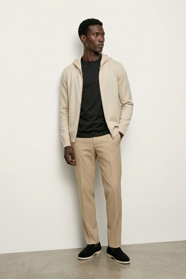 Sudadera con Cierre de Casimir Premium Blanco Crema