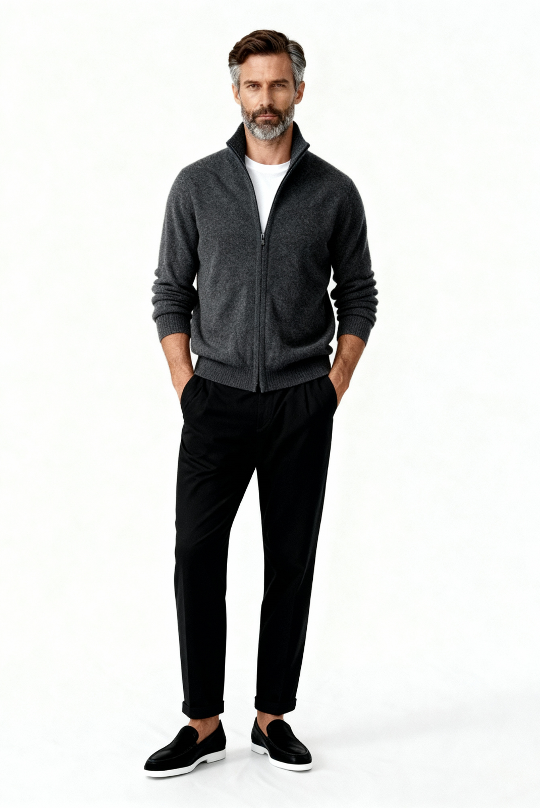 Grey Inside-Out Cashmere Cardigan