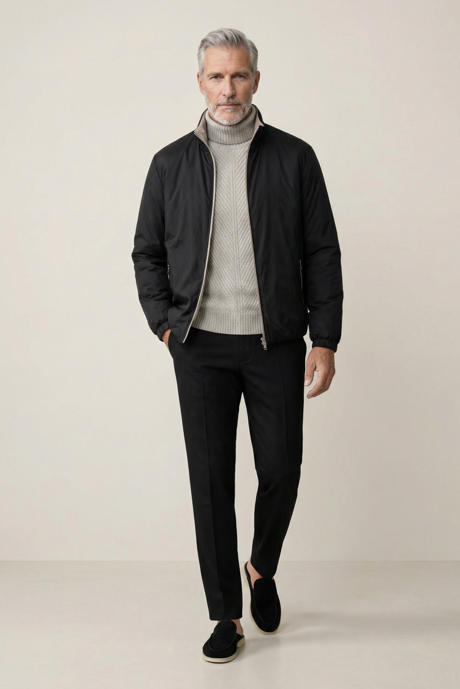 Grey Ribbed Cashmere Sweater