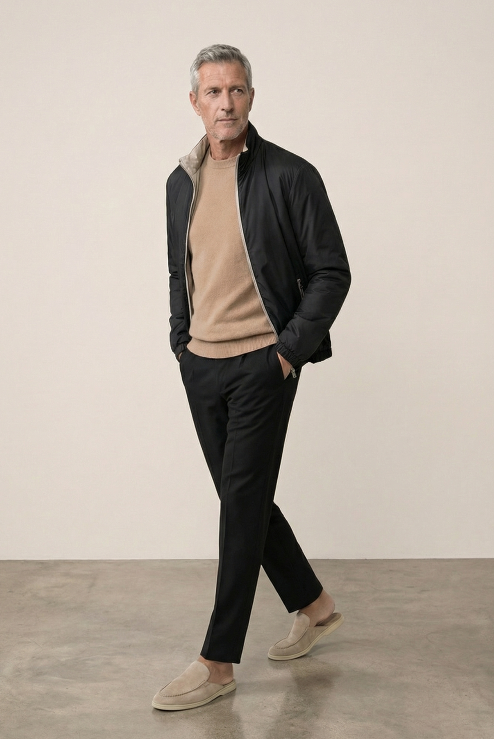Camel  Kaschmir-Pullover mit Rundhalsausschnitt 