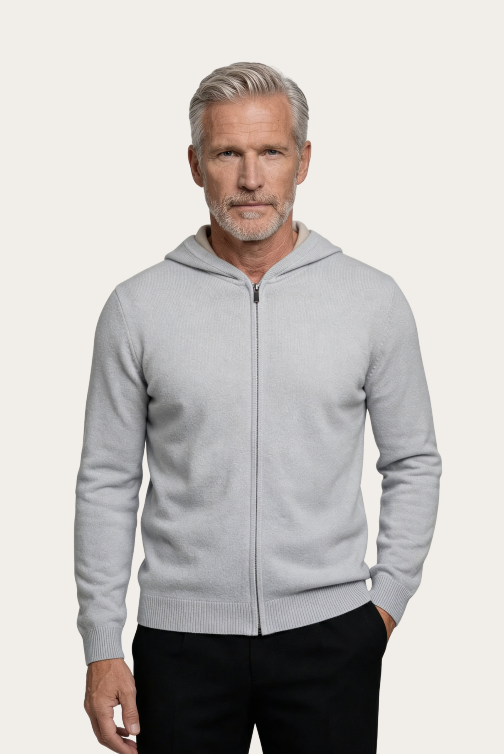 Silver Grey Cashmere Drape Cardigan