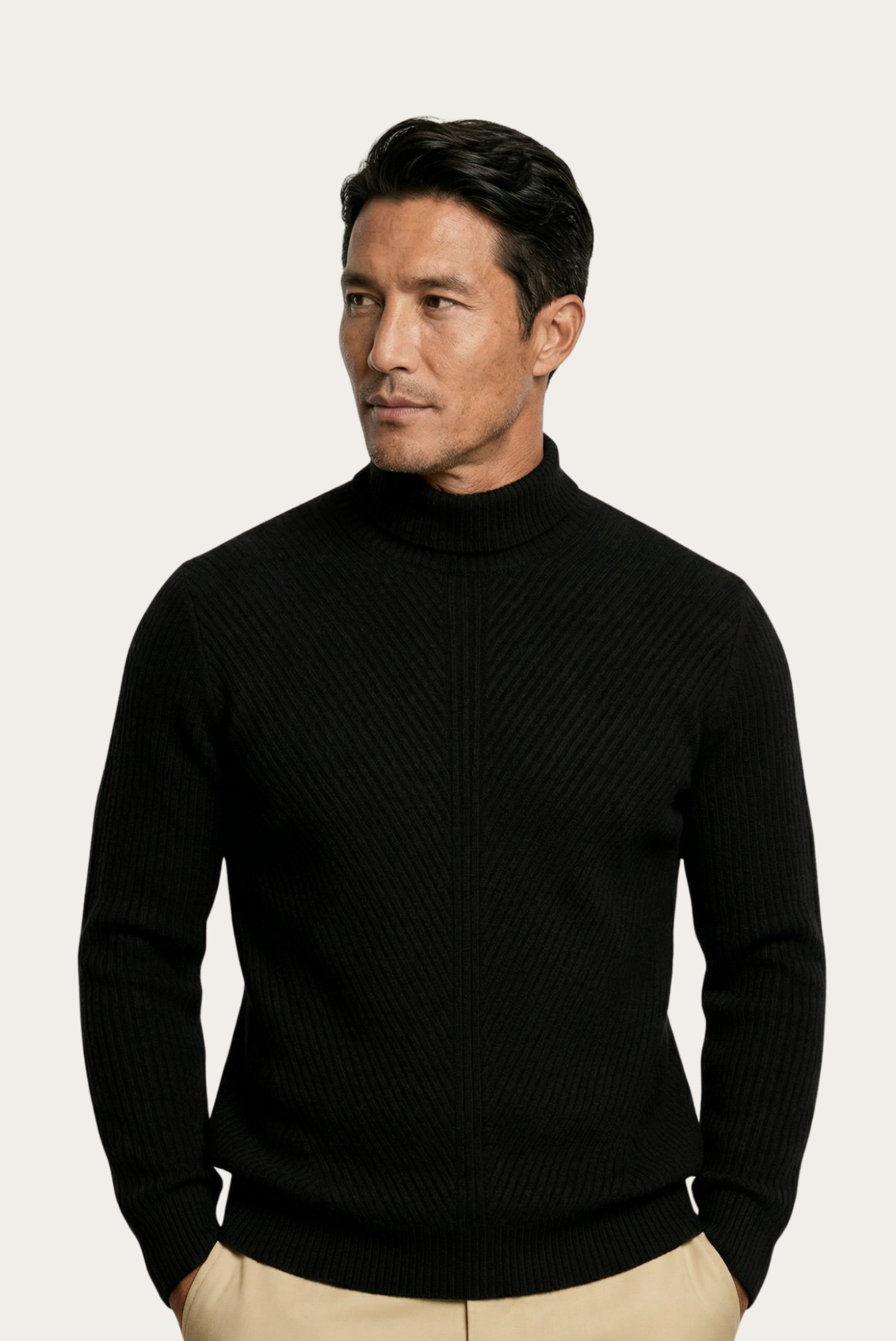 Black Ribbed Cashmere Sweater