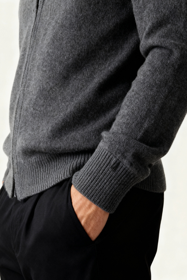 Grey Inside-Out Cashmere Cardigan