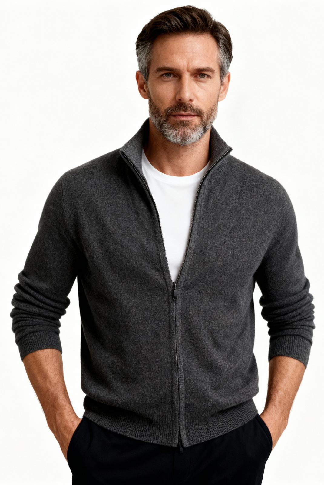 Grey Inside-Out Cashmere Cardigan