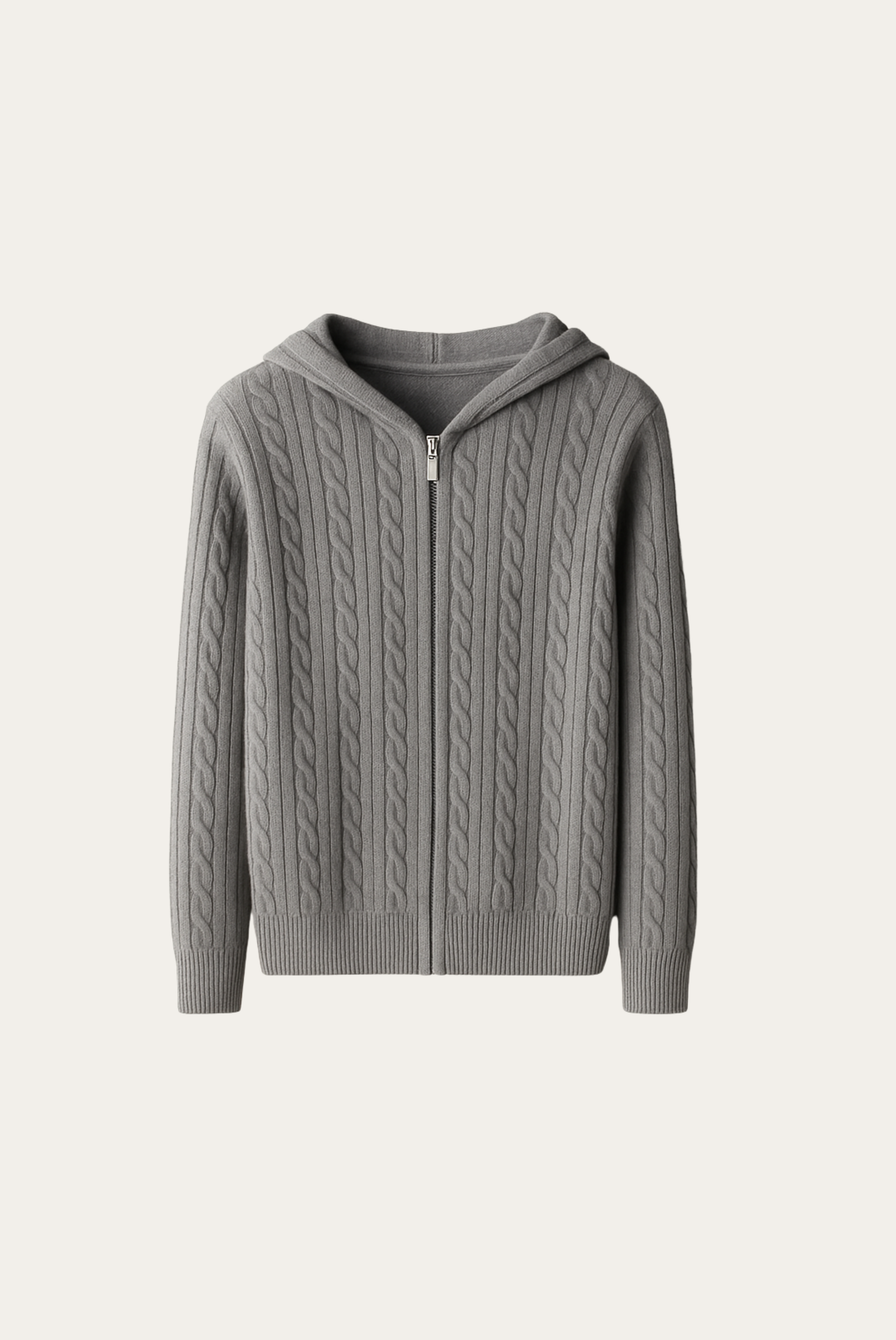 Grey Cashmere Zip-Up Jacket