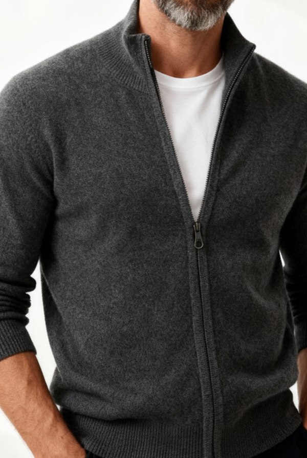 Grey Inside-Out Cashmere Cardigan