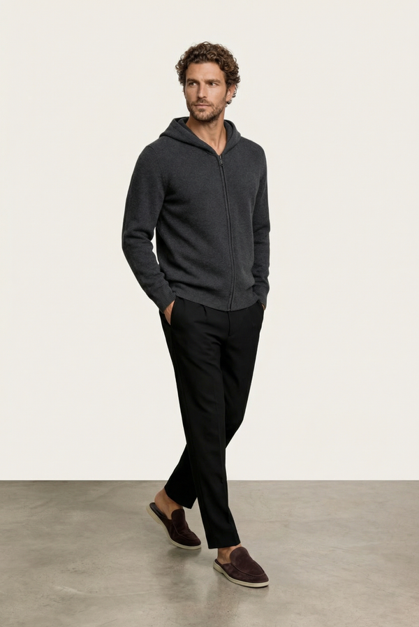 Sudadera con Cierre de Casimir Premium Gris Oscuro