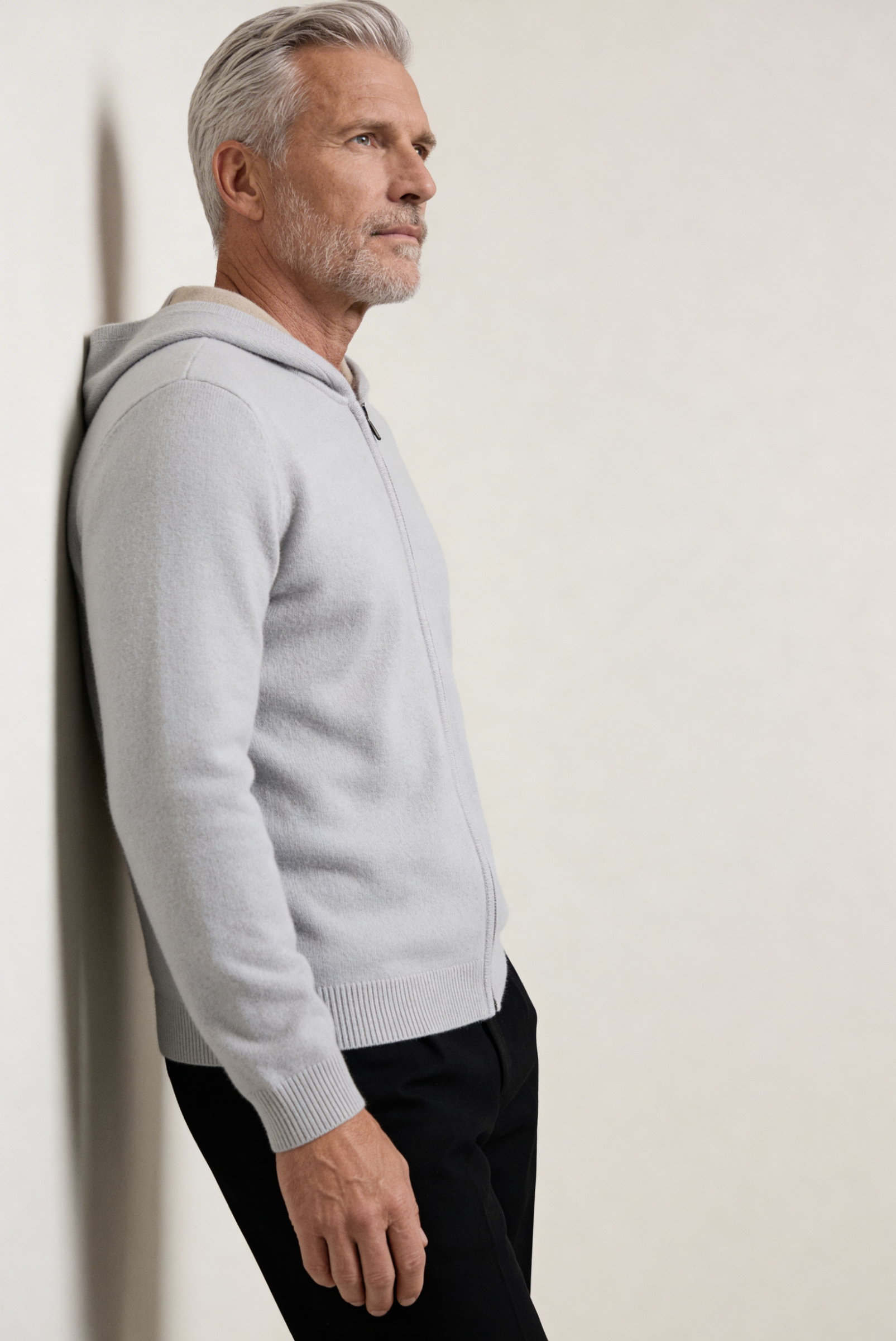 Silver Grey Cashmere Drape Cardigan